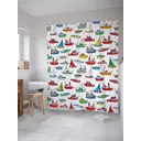 Штора для ванной JoyArty Корабельный парад из ткани, 180x200 см с крючками