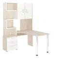 Компьютерный стол Мэрдэс Ср-500м/160 кбек-лев 130x160x199 см ЛДСП цвет белый жемчуг, бежево-белый
