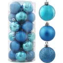 Набор ёлочных шаров 4 см цвет голубой, 24 шт.