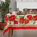 Скатерть Доляна Праздничный узор 145x110см прямоугольная цвет красный