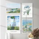 Набор постеров 4 шт 28 картин "Клод моне, дама с зонтиком, панорама города, пейзаж" 75x85 см в тубусе без рамы для интерьера