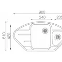 Врезная мойка Topzero Angelina 96x57.5x20 см искусственный камень цвет белый