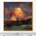 Репродукция картины на холсте "Sunset cloud. green river. wyoming. 1917г" 105x105 см
