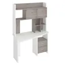 Компьютерный стол Мэрдэс Скл-трап120+нклx-120 бен лев 120x179x72 см ЛДСП цвет серый дуб, белый жемчуг