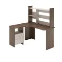 Компьютерный стол Мэрдэс Скл-угл130+нкл-130 шк-ч лев 130x152x120 см ЛДСП цвет коричневый, бежево-белый