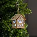 Елочная игрушка Домик с оленем Luazon lighting 6117278 6 см х 6.5 см бежевый