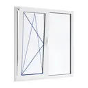 Пластиковое Окно ПВХ VEKA WHS 60 двухстворчатое ширина 120 х высота 120 см правое глухое левое поворотно откидное с ручкой однокамерный стеклопакет