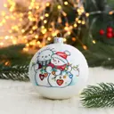 Елочный шар Винтажный шар 7077116 Снеговички 10 см стекло белый