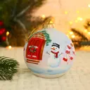 Елочный шар Evis 5227260 Снеговик и котик 10 см стекло синий