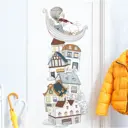 Наклейка интерьерная цветная Малышка в лодке на домиках 30x45 см