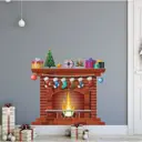 Наклейка интерьерная цветная "Новогодний камин" 50x70 см