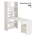 Компьютерный стол Мэрдэс СТЛ-ОВx+С120РПрям КБЕ 70x178.50x152.20 см ЛДСП цвет белый жемчуг,бежево-белый
