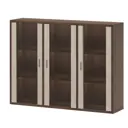 Стеллаж Мэрдэс СУ(ш3в1)+3ФС ШК шамони-Ч/карамель 145x109x34 см нагрузка до 40 кг ЛДСП цвет коричневый,бежево-белый
