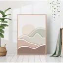 Постер 28 картин Абстракция пейзаж в горах. солнце 50x40 см, в подарочном тубусе без рамы