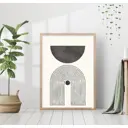 Постер 28 картин Абстракция черно-белая линейный рисунок. минимализм. линии черный полукруг 50x40 см, в подарочном тубусе без рамы