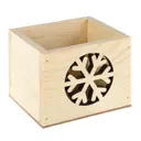 Новогодний ящик с резными элементам 12.5x10.5x9.5 см № 4 Натур