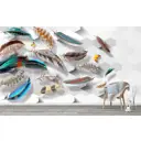 Фотообои флизелиновые Bartonwall 500x270 см Перья Соты