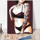 Картина по номерам Red panda Девушка с Татуировками Роз 30x40 см