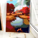 Картина по номерам Red panda хижина у водопада 30x40 см