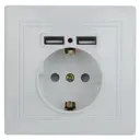 Розетка встраиваемая Intro Plano Б0053942 с заземлением со шторками 2 USB цвет белый