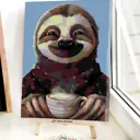 Картина по номерам Red panda Ленивец и Кофе 30x40 см