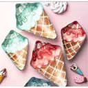 Тарелка Myatashop Вафельный рожок 11.50x18 см фарфор цвет серебристый/белый/коричневый/красный