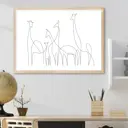 Постер 28 картин Жирафы Семья Непрерывный линейный силуэт 40x50 см в подарочном тубусе без рамы