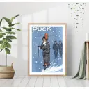 Постер 28 картин Женщина в пальто Винтажная открытка 50x70 см в подарочном тубусе без рамы