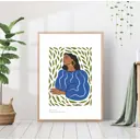 Постер 28 картин "Девушка в синем свитете" 50x70 см в подарочном тубусе без рамы