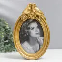 Фоторамка 10x15 см "Две птички в цветах" золотистая 14x22 см
