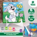 Картина по номерам на подставке «Заяц с цветком» 15x15 см
