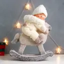 Новогодняя фигурка Simaland Малышка в комбинезоне с мехом, на лошадке-качалке 47x36x17 см