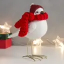 Новогодняя фигурка Simaland Белый птенчик в шапке и красном вязанном шарфе 18x16x9 см