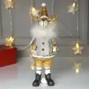 Новогодняя фигурка Simaland Лосик в серебристом свитере с колокольчиком 27x6.5x9 см