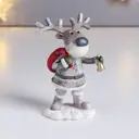 Новогодняя фигурка Simaland Лосик Родя в костюме Деда Мороза с мешком и колокольчиком 10x5x6.5 см