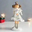 Новогодняя фигурка Simaland Принцесса в серебристом платье с белым зайчиком 11x9.5x21.5 см
