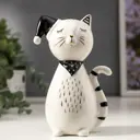 Фигурка "Котик в колпаке" бело-чёрный с золотом 13.8x6x9 см
