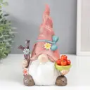Фигурка "Гномик с яблочками в розовом колпаке" 17.5x12 см