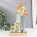 Фигурка "Нежная встреча" бело-голубой 6x8x19.5 см