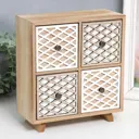 Шкатулка комод 4 ящика "Сетка" бежево-белая 10x22.3x24.8 см