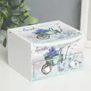 Шкатулка с зеркалом "Тележка с лавандой" 10.5x10.8x7 см