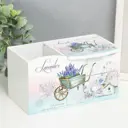Шкатулка с зеркалом и подставкой "Тележка с лавандой" 10.8x18.5x10 см