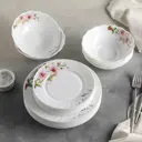 Столовый сервиз Доляна Цветочная Мелодия 18 предметов 6 персон стеклокерамика цвет белый