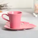 Чашка с блюдцем 100 мл Dolce ceramo Розовая монстера керамика