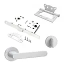 Комплект для межкомнатной двери PAULINIDOR ручки 545-06 slim + сантехническая защелка 96PL + завертка AL 06 slim + петли б/врезки 2ШТ Белый