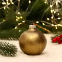 Елочный шар Evis 7124083 Треск 7 см стекло жёлтый/золотой