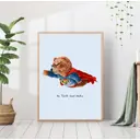 Постер 28 картин "Плюшевый мишка супергерой" 50x70 см в подарочном тубусе без рамы