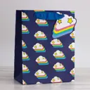 Пакет подарочный (S) "Many cute clouds" dark blue 18x23x10 см