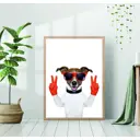 Постер 28 картин "Собака в красных очках и перчатках" 70x50 см без рамы