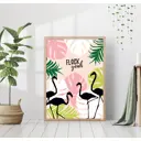 Постер 28 картин "Черные фламинго на фоне листьев. Иллюстрация" 40x50 см в подарочном тубусе без рамы